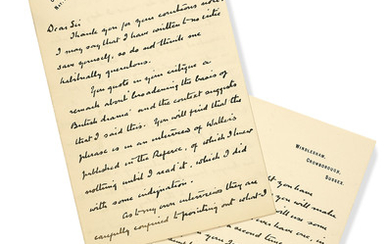 DOYLE, Arthur Conan (1859-1930). Lettre autographe signée (« Arthur Conan Doyle ») à un destinataire inconnu (« Dear Sir »). Windlesham, Crowborough, Sussex, s.d.
