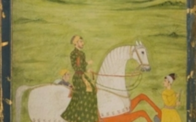 An equestrian portrait of a Mughal prince,...