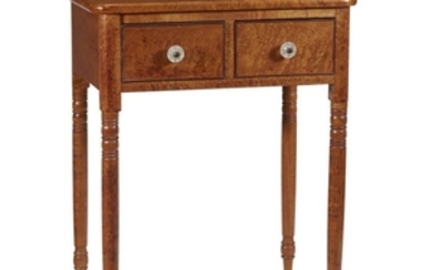 Federal burl maple two-drawer work stand circa 1830 With...