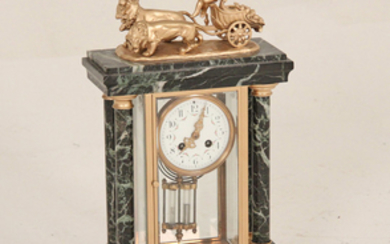 FRENCH EMPIRE MARBLE AND BRONZE CLOCK