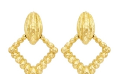 Pair of Gold Door-Knocker Pendant-Earclips