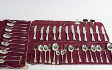A Hanoverian pattern silver table service for six