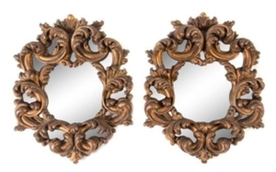 A Pair of Italian Baroque Giltwood Mirrors