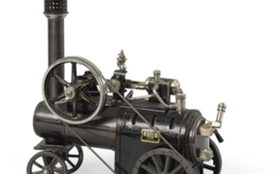 A large Doll & Co. cast iron, tinplate and brass twin cylinder steam engine, circa 1910