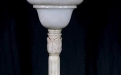 Large marble and alabaster lamp of resting boy