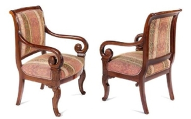 A Pair of Louis Philippe Mahogany Armchairs Height 36