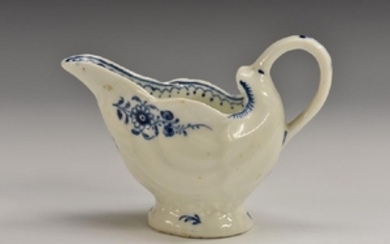 A Lowestoft Daisy pattern dolphin ewer, painted in