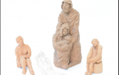 Matilde Magnaghi. Gruppo di quattro sculture di terracotta raffigurante personaggi (difetti)