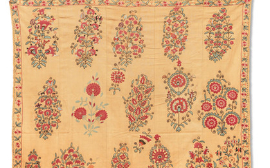 A Nurata silk embroidered linen panel (susani), Central Asia, 19th Century