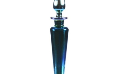 Perfume Bottle, Signed Steuben, Blue Aurene