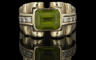 Peridot and Diamond Ring