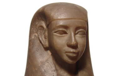 Stunning Egyptian alabaster canopic lid of Imsety