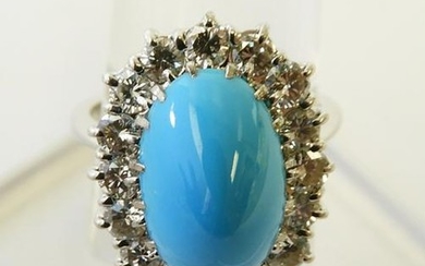 Turquoise & Diamond Lady's Cluster Ring