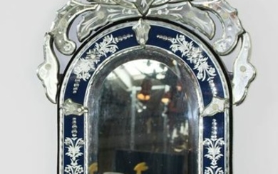 Venetian style mirror with cobalt border
