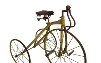 Yellow-painted Wrought Iron Tricycle