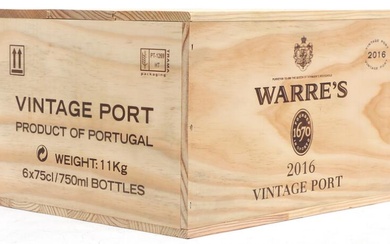 6 bts. Warre's Vintage Port 2016 A (hf/in). Owc.