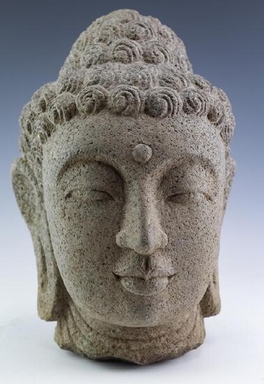Carved Stone Southeast Asian Buddha Head Statue