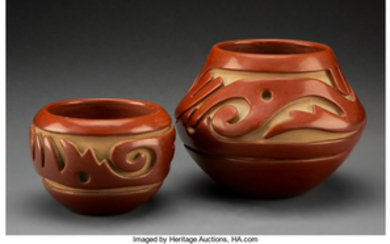 Two Santa Clara Carved Redware Jars Teresita Naranjo...