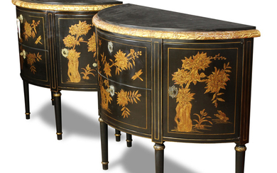 (lot of 2) Louis XV style chinoiserie decorated commodes