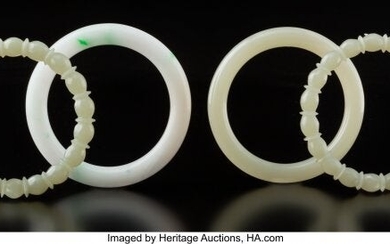 78057: A Group of Four Chinese Jade Bangles 3-1/8 x 0-3