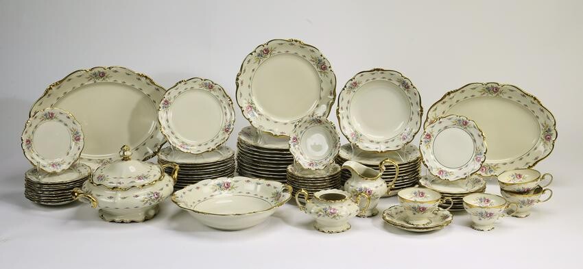 (79 pc) Rosenthal Pompadour table service for 12
