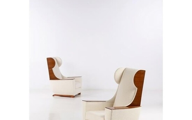André Sornay (1902-2000) Pair of armchairs Wood