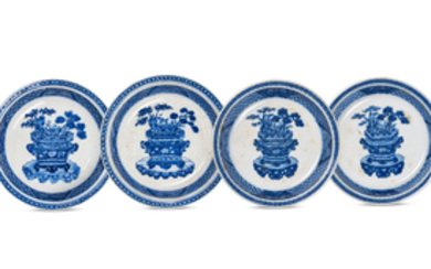 FOUR BLUE AND WHITE ‘THREE FRIENDS’ DISHES, QING DYNASTY, 18TH CENTURY