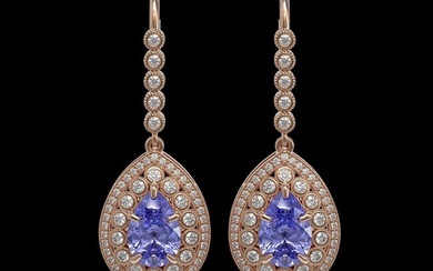 8.95 ctw Tanzanite & Diamond Victorian Earrings 14K Rose Gold