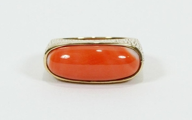 CORAL & GOLD, RING WITH TEXTURED BARK DESIGN