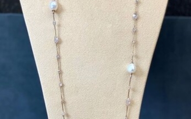 925 Golden south sea pearls, Silver, Southsea baroque 10-13mm - Necklace