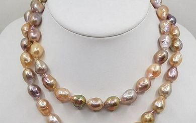925 Silver - 10x12mm Multi Edison Pearls - Necklace