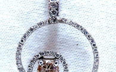 .95ct Natural Round Diamonds Circle Pendant Necklace 14kt