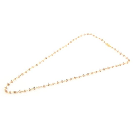 Diamond Bead, 14k Yellow Gold Necklace.