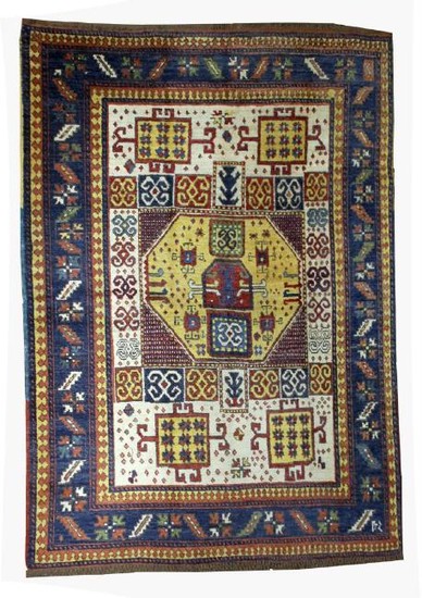 Handmade antique Caucasian Kazak Karachov rug 5.9' x