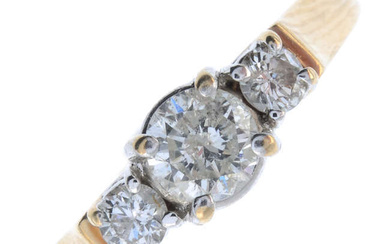9ct gold laser-drilled diamond & diamond three-stone ring.