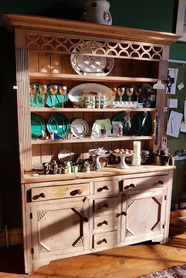 A 19th Century and later stripped Pine Dresser.