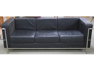 A 20th century after Le Corbusier with black vinyl upholster...