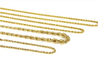 A 9ct gold graduated hollow rope link chain