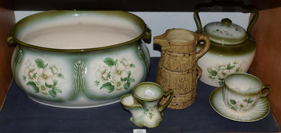 A Blakeney china footbath, teapot etc; together with a Hillstonia...