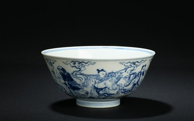 A CHINESE BLUE AND WHITE 'EIGHT IMMORTALS' BOWL