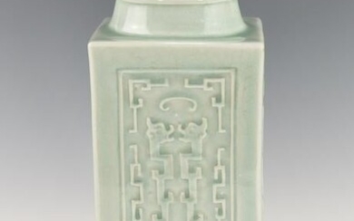 A CHINESE CELADON CONG VASE