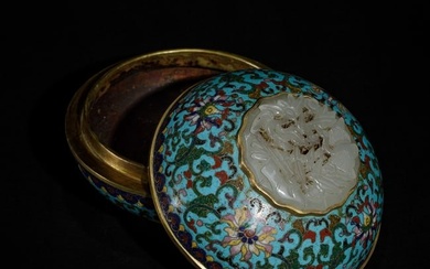 A CLOISONNE ENAMEL BOX WITH COVER
