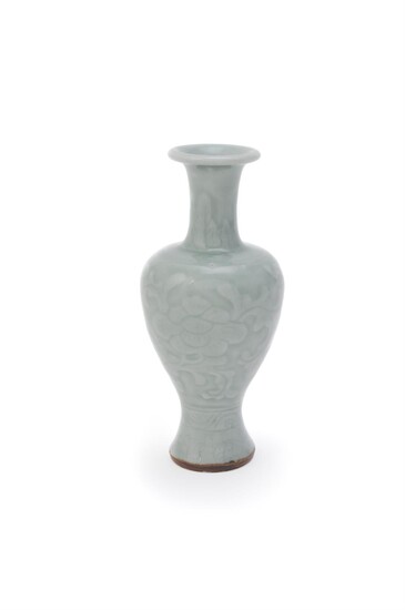 A Chinese celadon 'peony' glazed vase