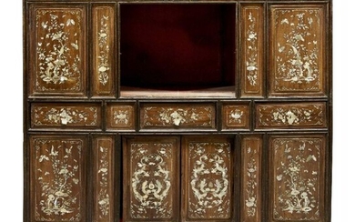 A Chinese mother of pearl inlaid cabinet,...