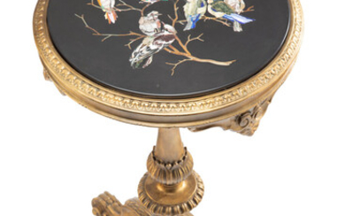 A Continental Carved Giltwood Side Table with Pietre Dure Top (19th century)