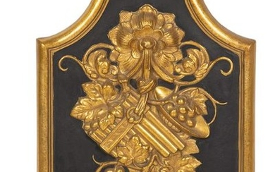 A Continental Style Gilt and Painted Composite Plaque