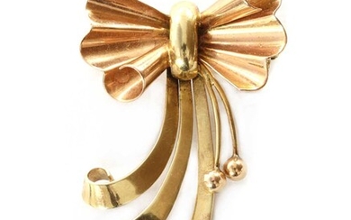 A Dutch gold bow brooch