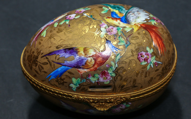 A French Porcelain Gilt Egg Box