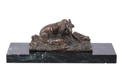 A French bronze model of a goat