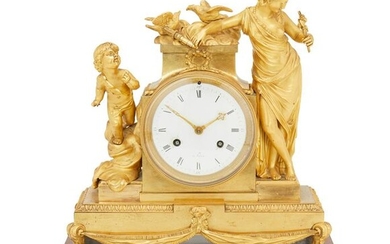 A French gilt-bronze figural mantle clock